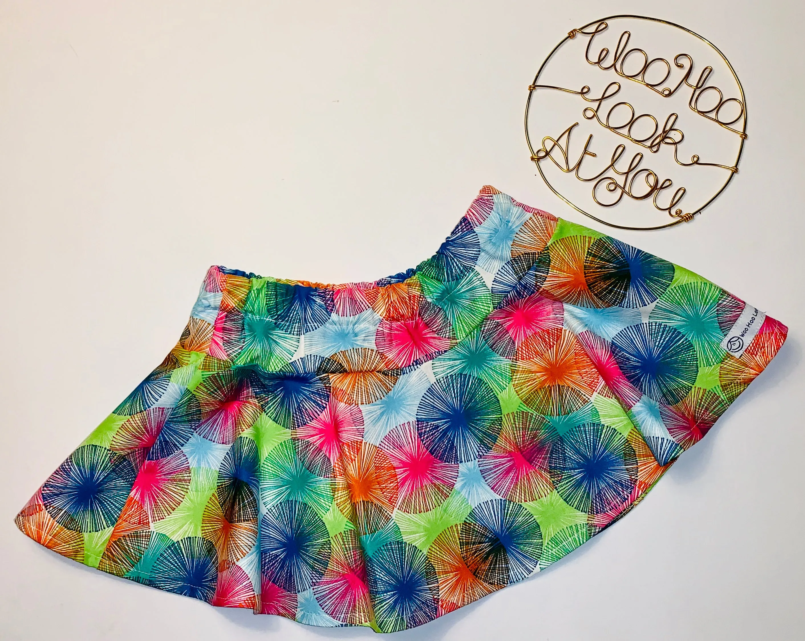 2 Piece Set - Skirt & Slip Ons - Multi-Coloured Star Bursts