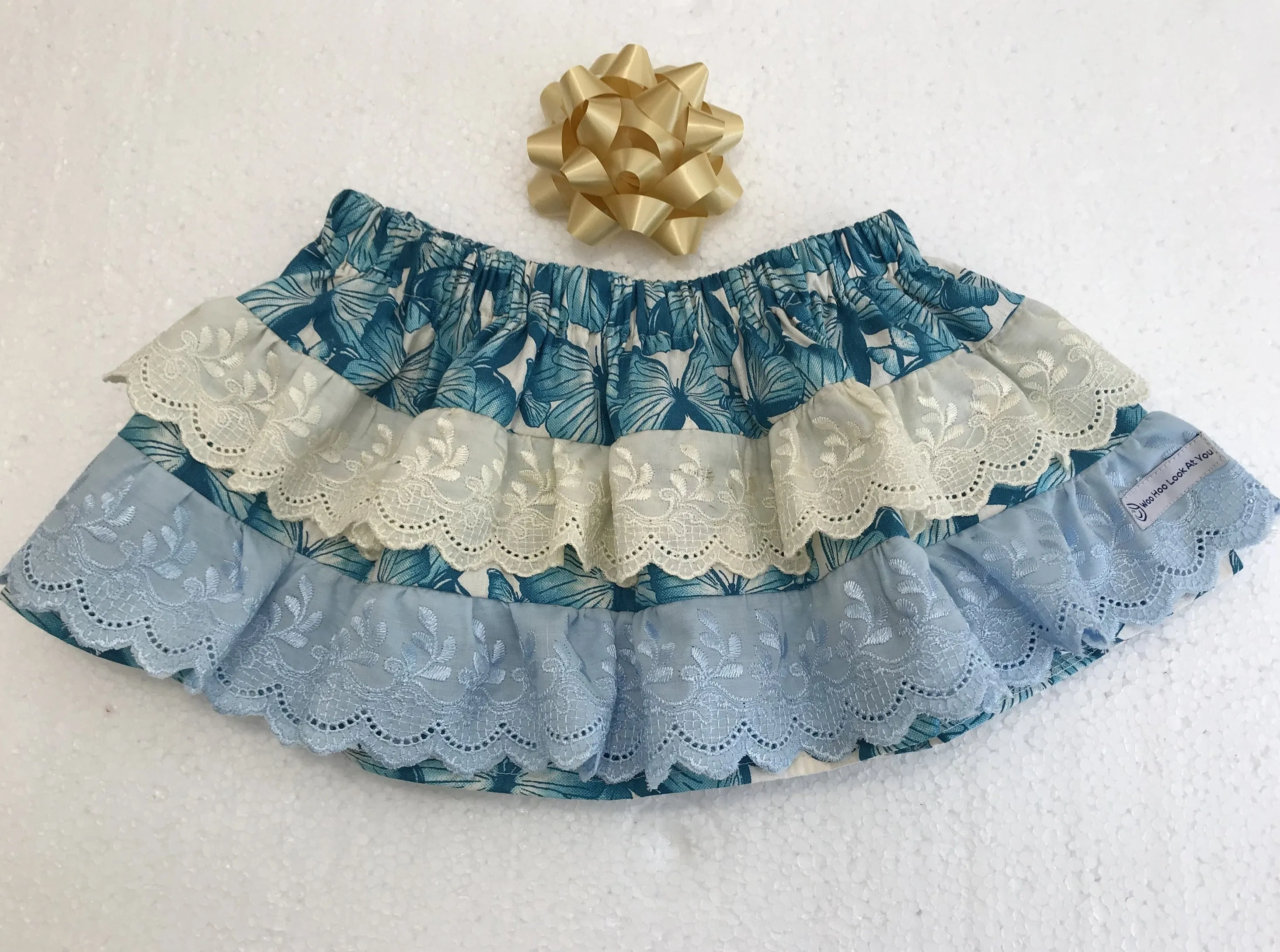 2 Piece Set - Skirt & Slip Ons - Teal Butterflies