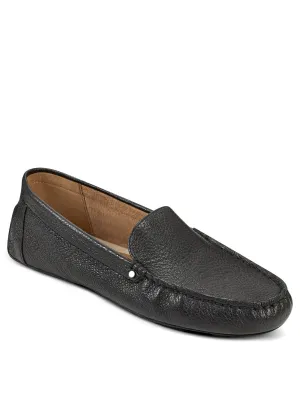 AEROSOLES Womens Black Cushioned Studded Bleeker Round Toe Slip On Leather Dress Loafers Shoes M