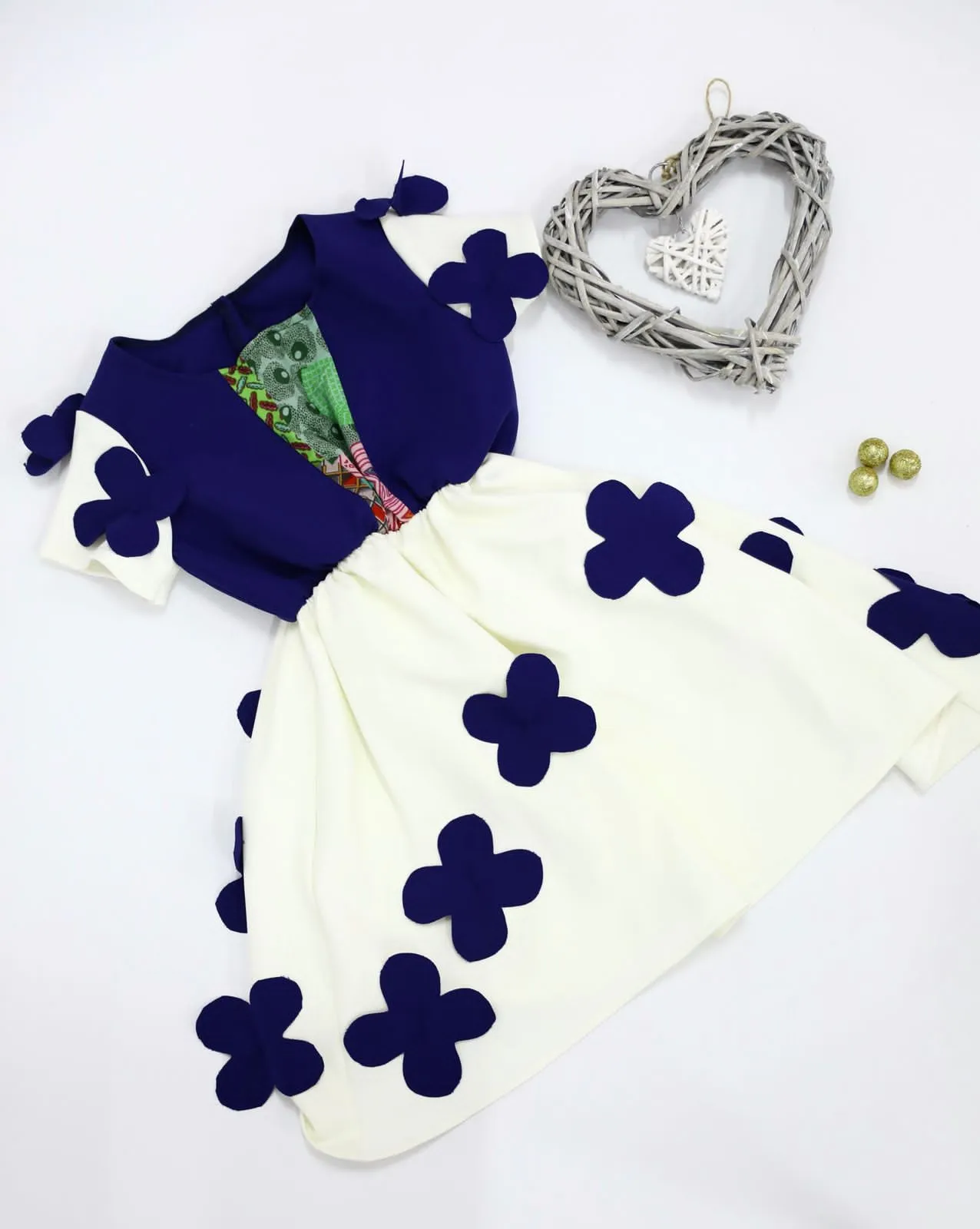 African Girls Dress White Blue