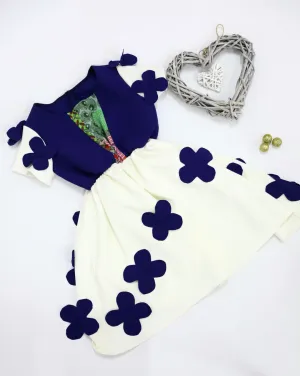 African Girls Dress White Blue