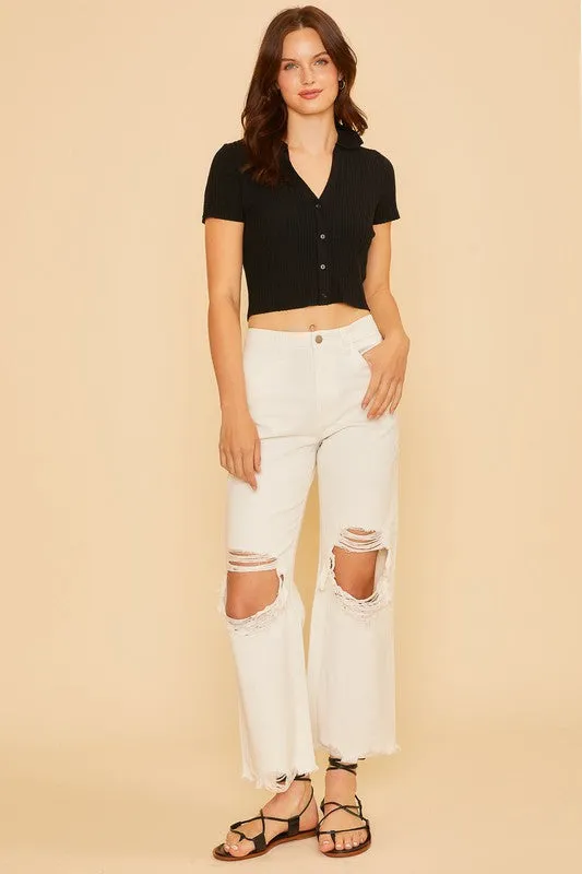 All About Denim White Distressed Jeans