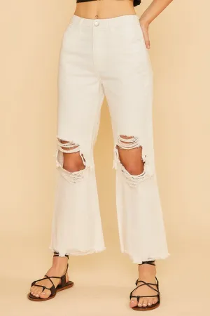 All About Denim White Distressed Jeans