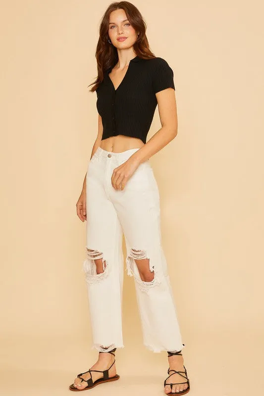 All About Denim White Distressed Jeans