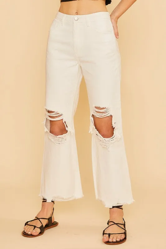 All About Denim White Distressed Jeans