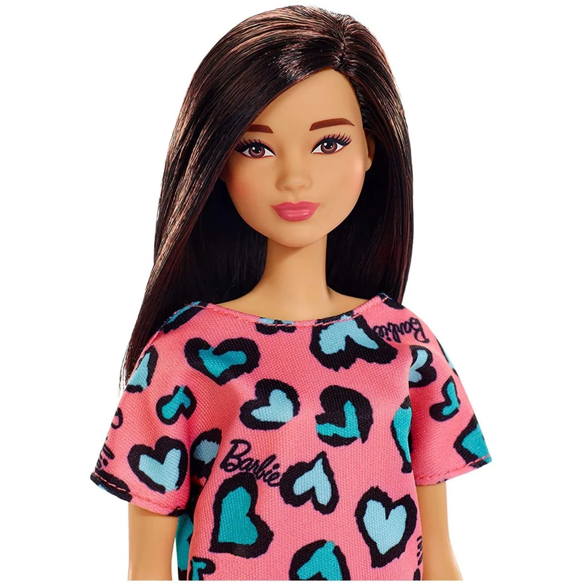 Barbie Doll with Heart-Print Dress and Platform Sneakers (T7349)