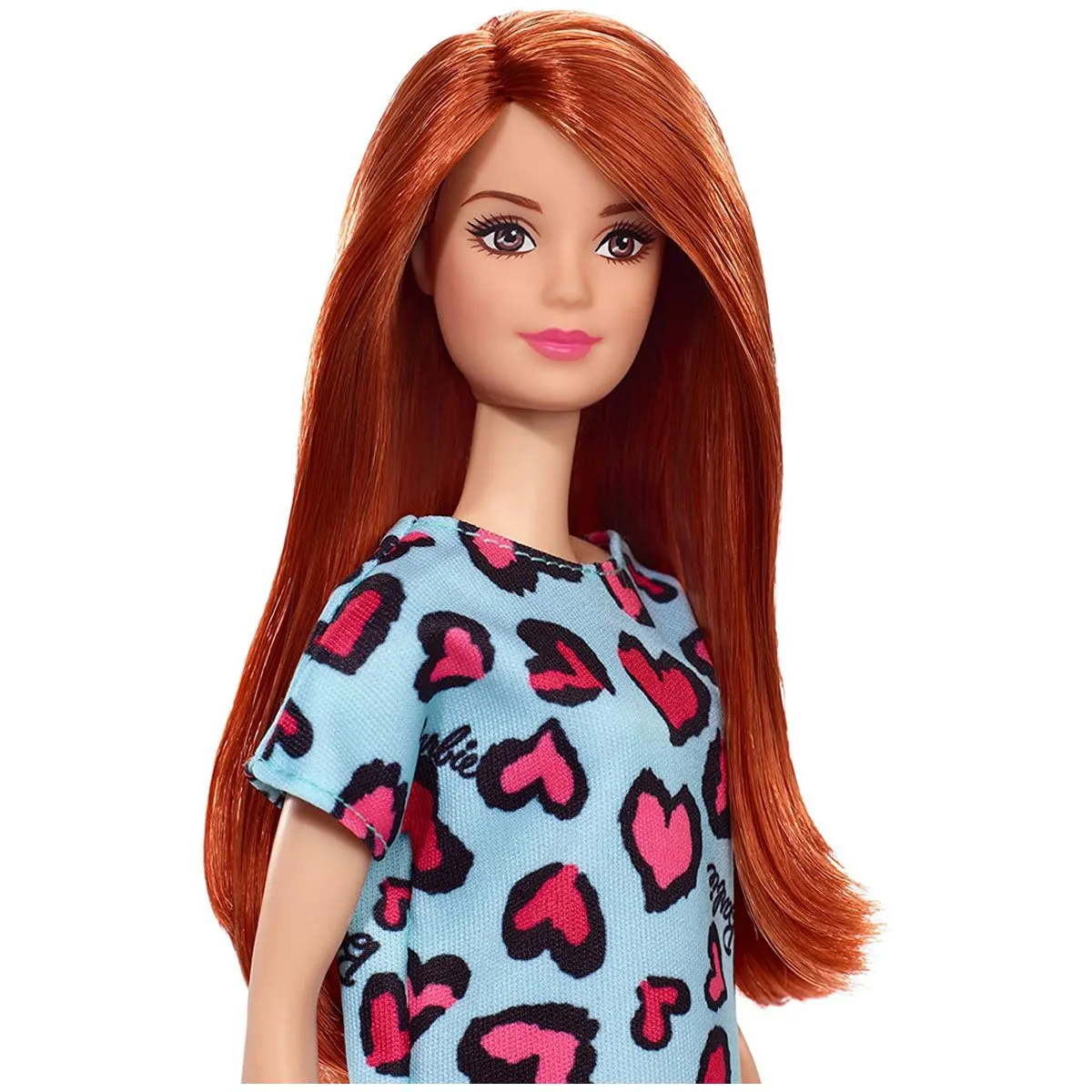 Barbie Doll with Heart-Print Dress and Platform Sneakers (T7349)