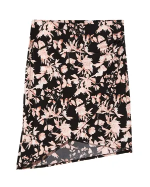 Beaufort Wrap Front High-Low Skirt | Black / Pink