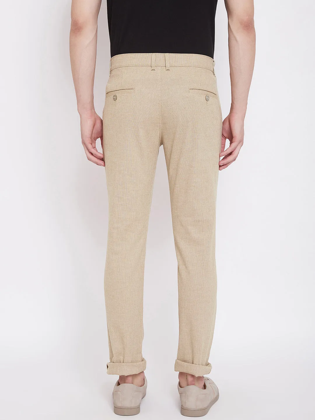 Beige Slim Fit Trousers