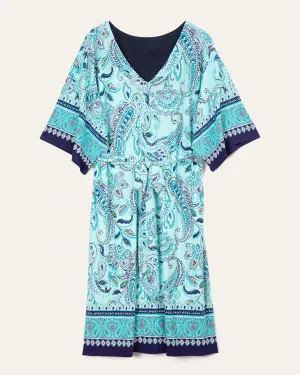 Billie V-Neck Sheath Dress | Navy / Mint