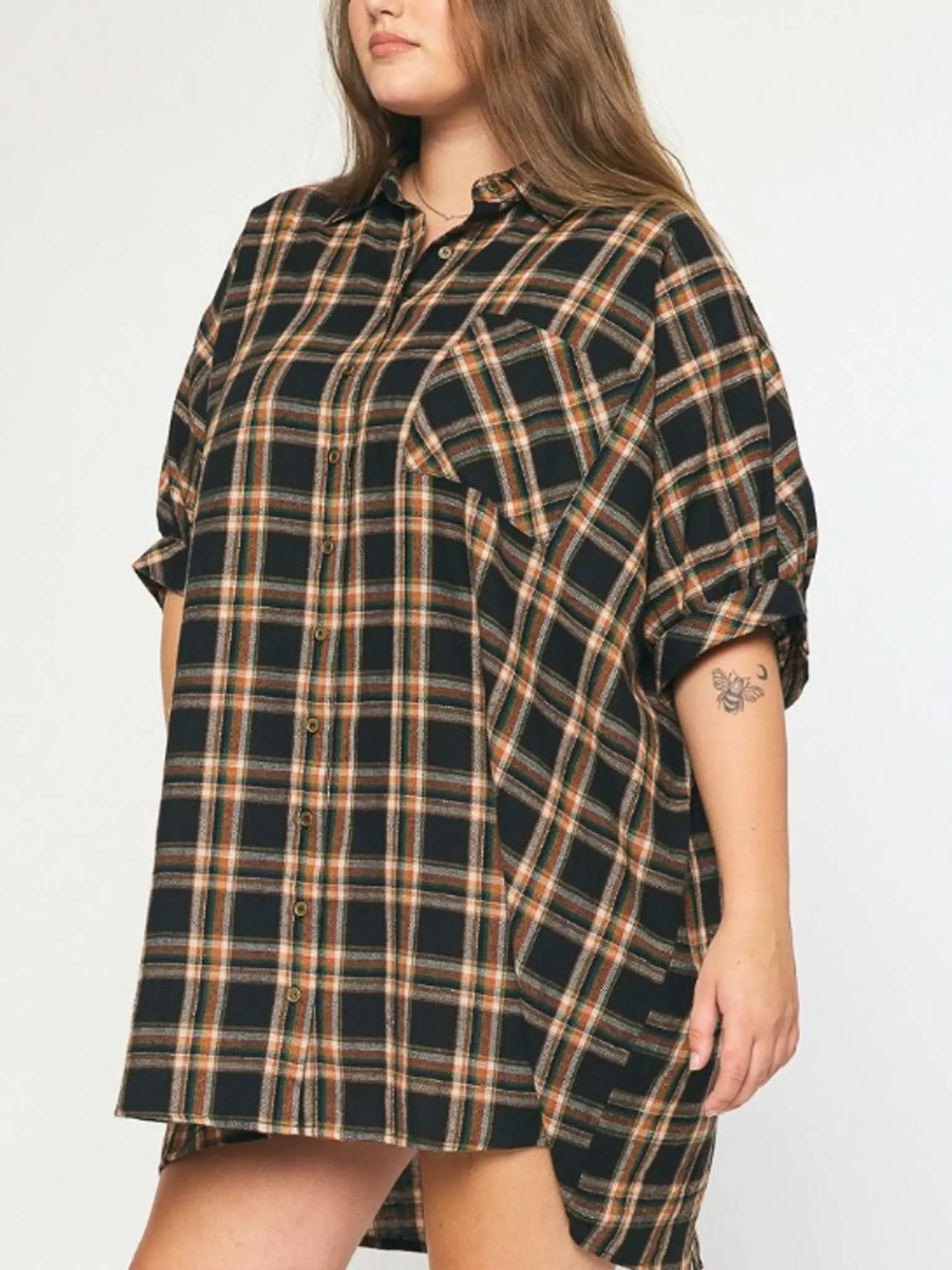 Black Plaid Flannel Dress