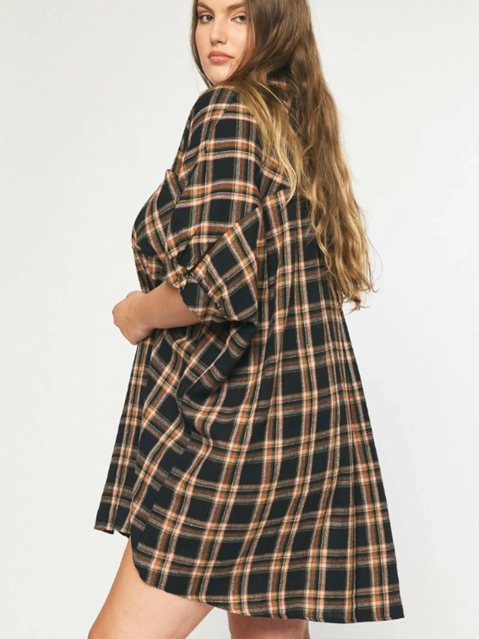 Black Plaid Flannel Dress