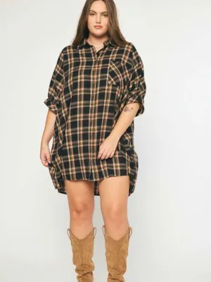Black Plaid Flannel Dress
