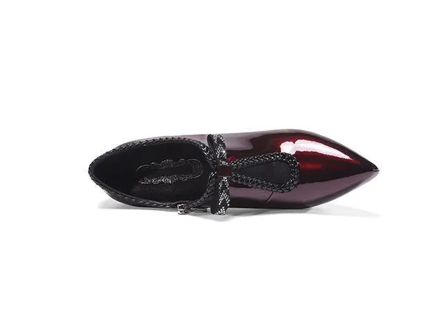 Block-heel Deep Patent Leather Low-top High Heels