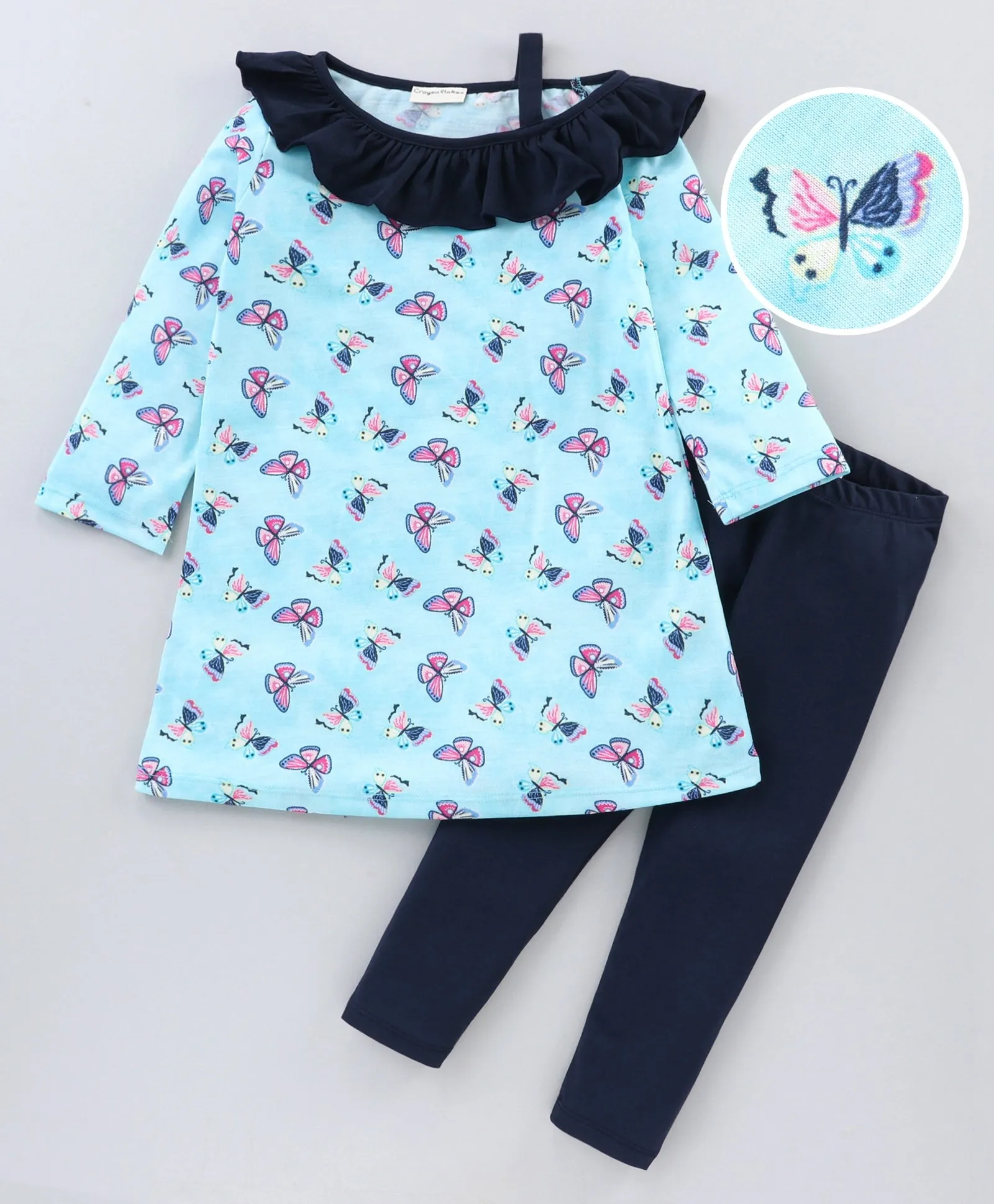 Butterfly Front Frill Starp Top Leggings Set