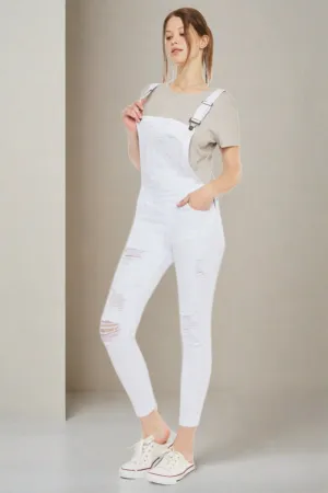 Camilla Distressed Skinny Denim Overalls