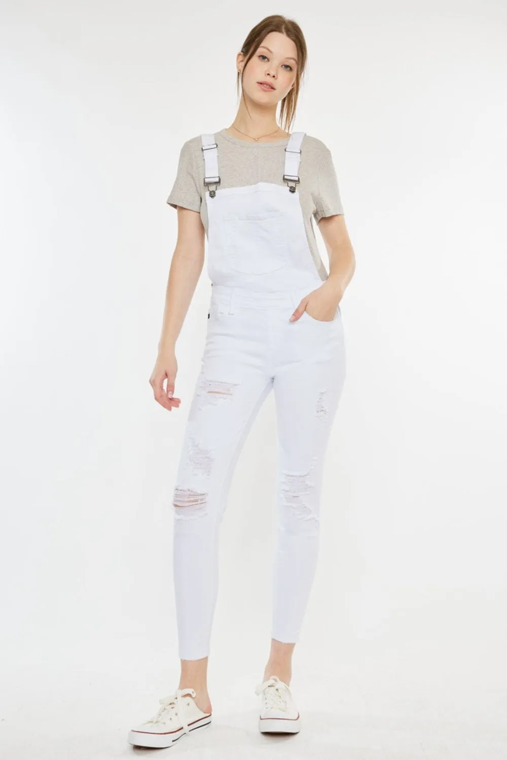 Camilla Distressed Skinny Denim Overalls