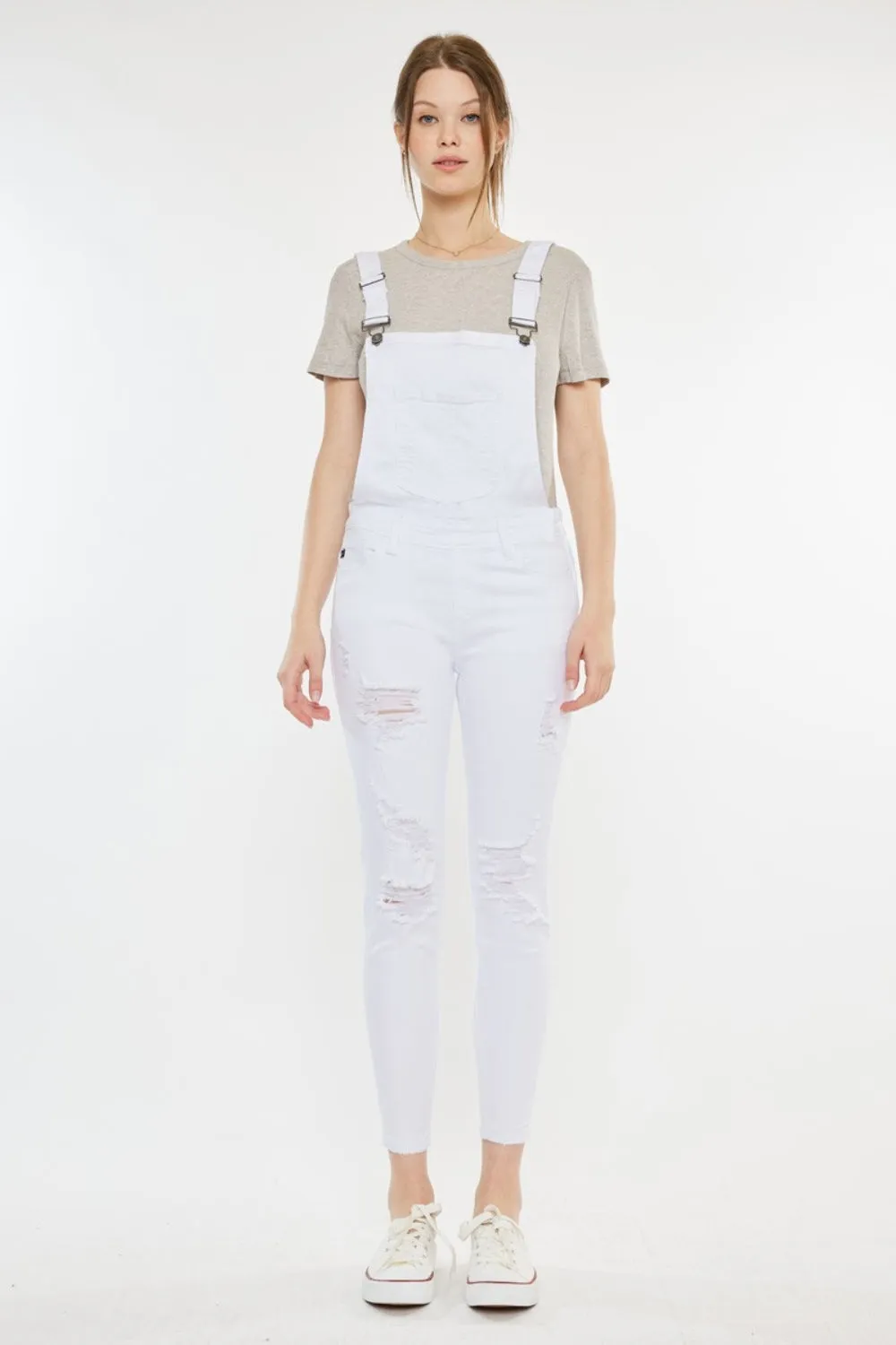 Camilla Distressed Skinny Denim Overalls