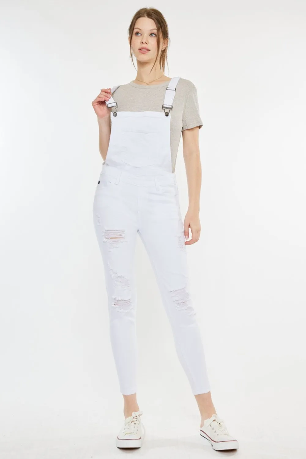 Camilla Distressed Skinny Denim Overalls