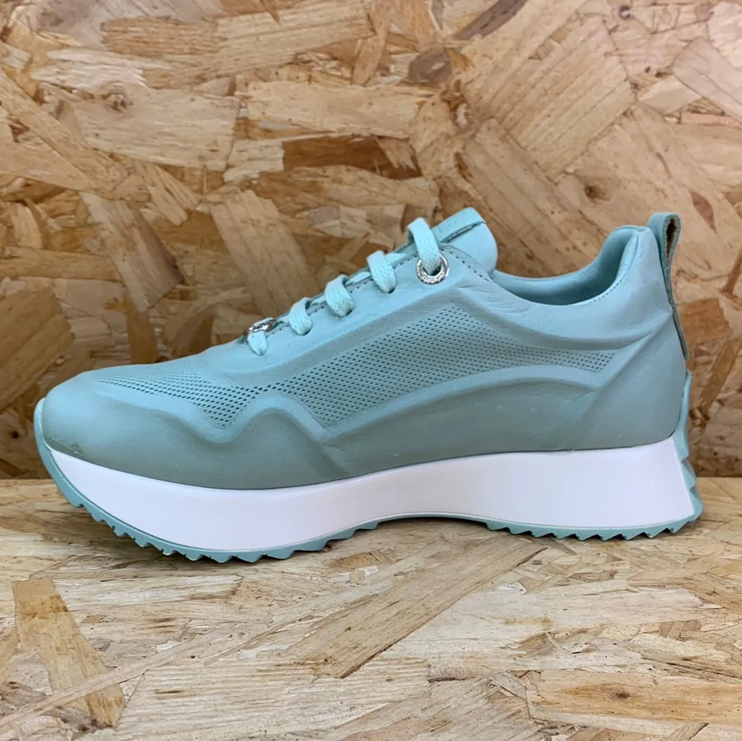 Carmela Womens Leather Fashion Trainers - Aqua Blue