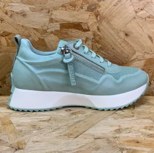 Carmela Womens Leather Fashion Trainers - Aqua Blue