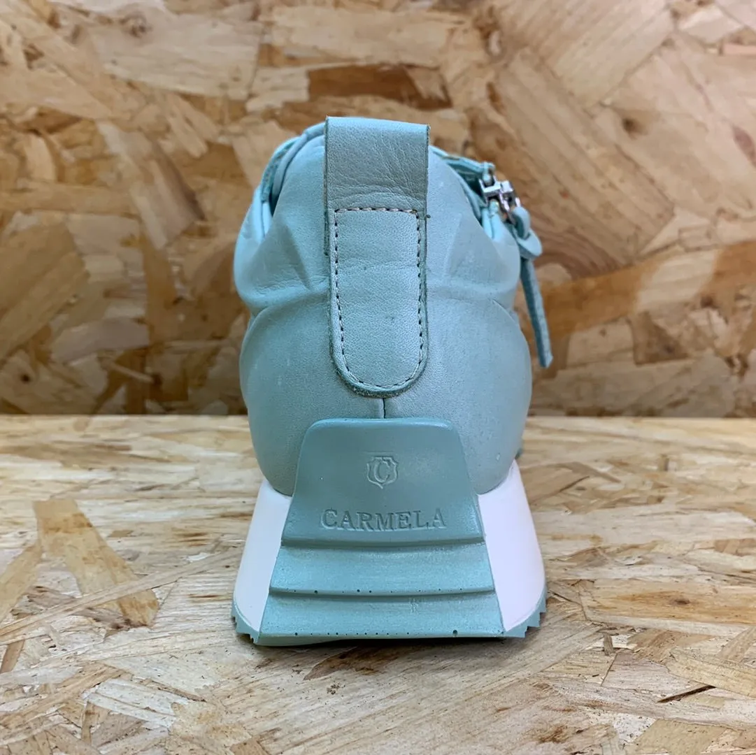 Carmela Womens Leather Fashion Trainers - Aqua Blue