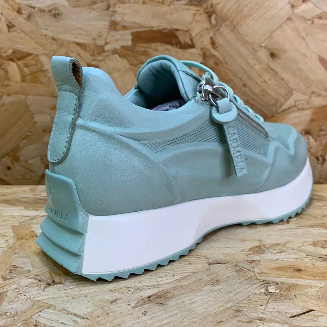 Carmela Womens Leather Fashion Trainers - Aqua Blue