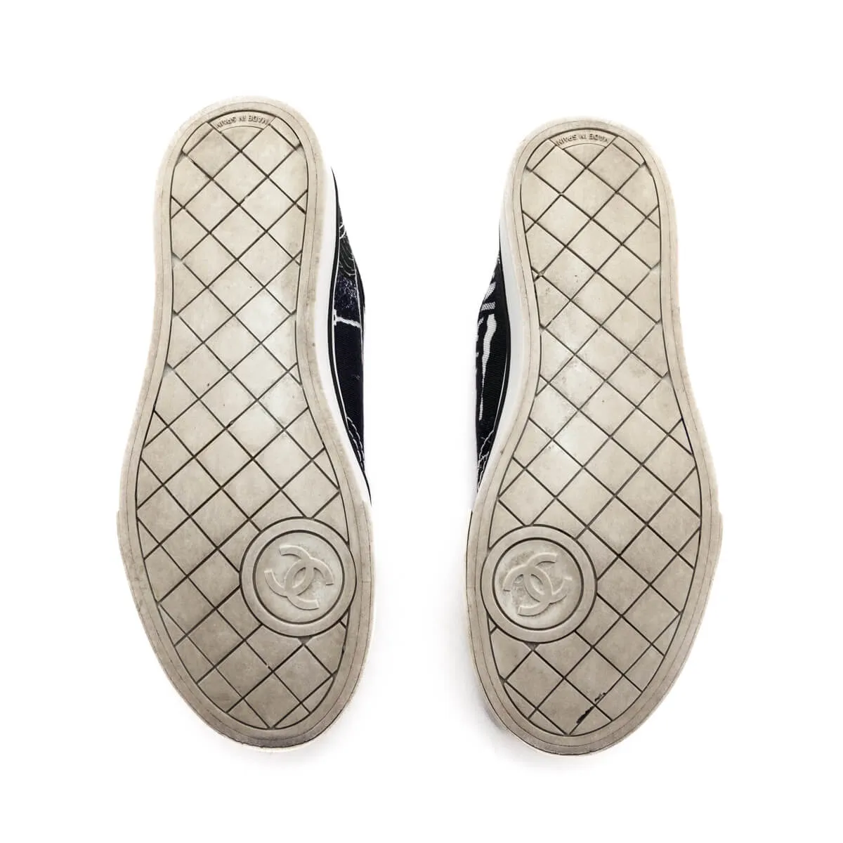Chanel Black & White Canvas Printed Low Top Sneakers Size US 6.5 | EU 36.5