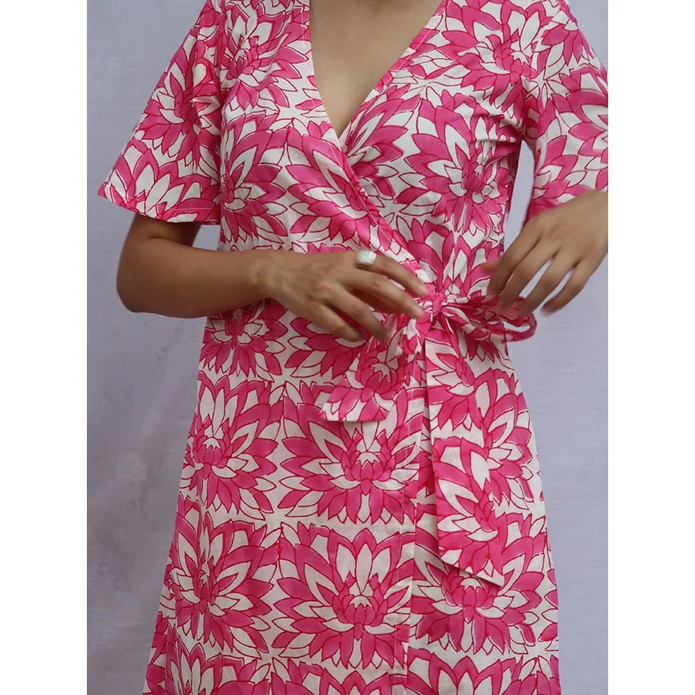 Chidiyaa Hibi Tiedup Cotton Dress - Pink