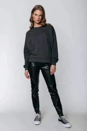 Chloe Studs Vegan Leather Pants - Zwart