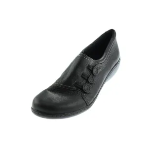 Clarks Womens Ashland Effie Button Leather Loafers