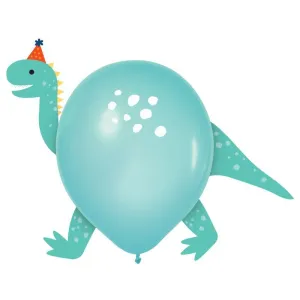 Dino-Mite Party Dinosaurs 30cm Balloons & Paper Adhesive Add-Ons - Pack of 6