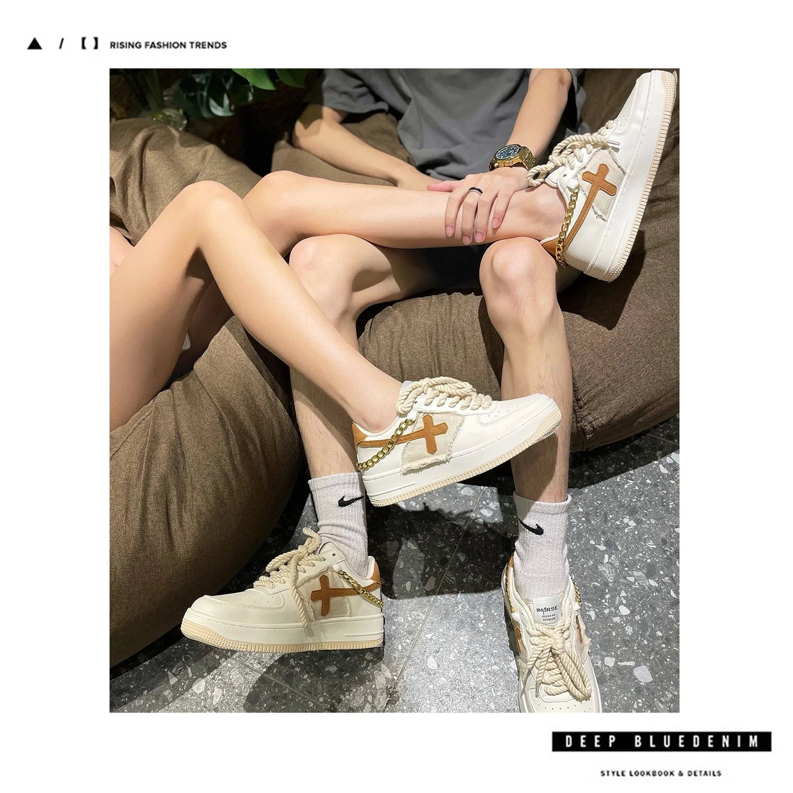 Edgy Style Sneakers with Chain