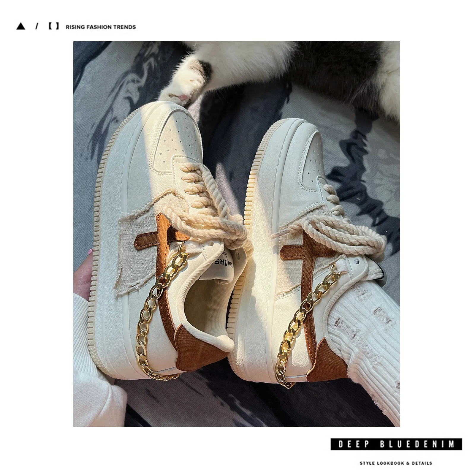Edgy Style Sneakers with Chain