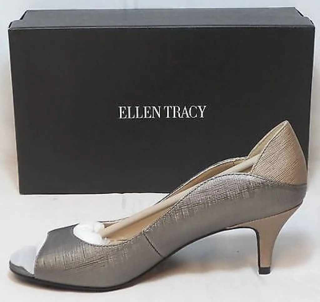 ELLEN TRACY Women's Sidney Leather Pump - Pewter - 6.5M