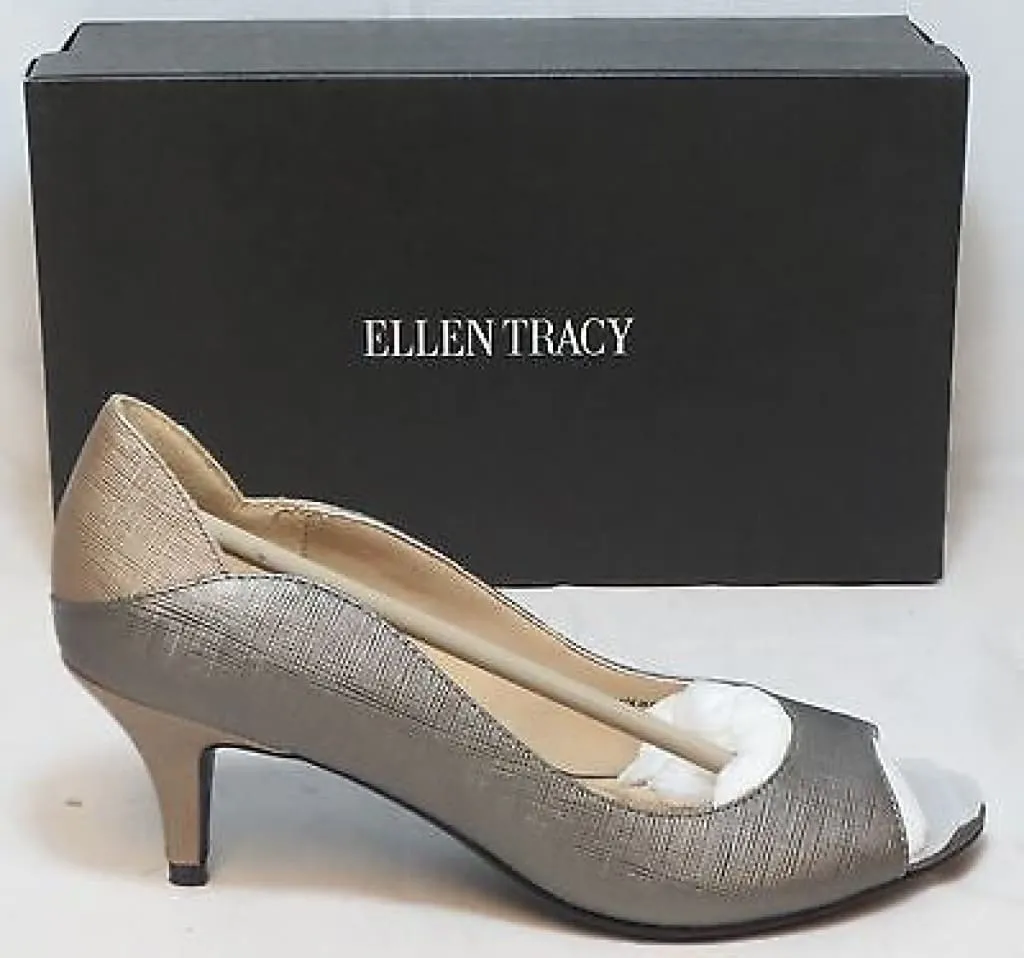 ELLEN TRACY Women's Sidney Leather Pump - Pewter - 6.5M