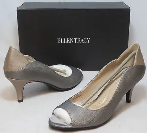 ELLEN TRACY Women's Sidney Leather Pump - Pewter - 6.5M