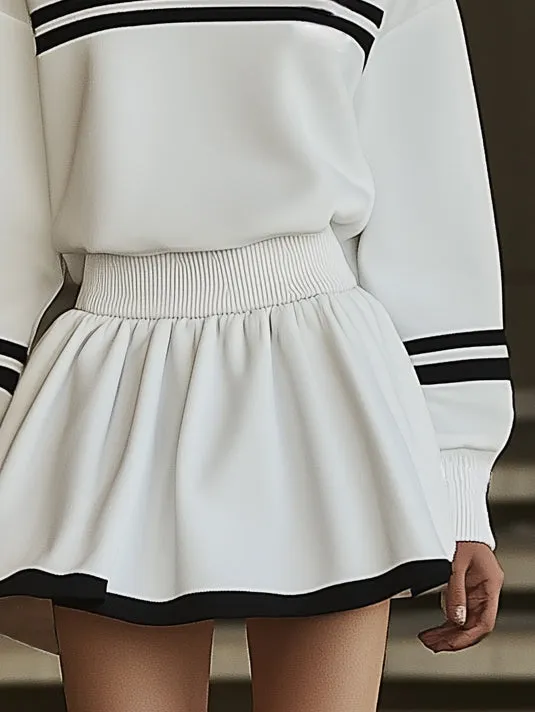 Fashionable Sports Style Striped Sweatshirt Long Sleeve Mini Dress