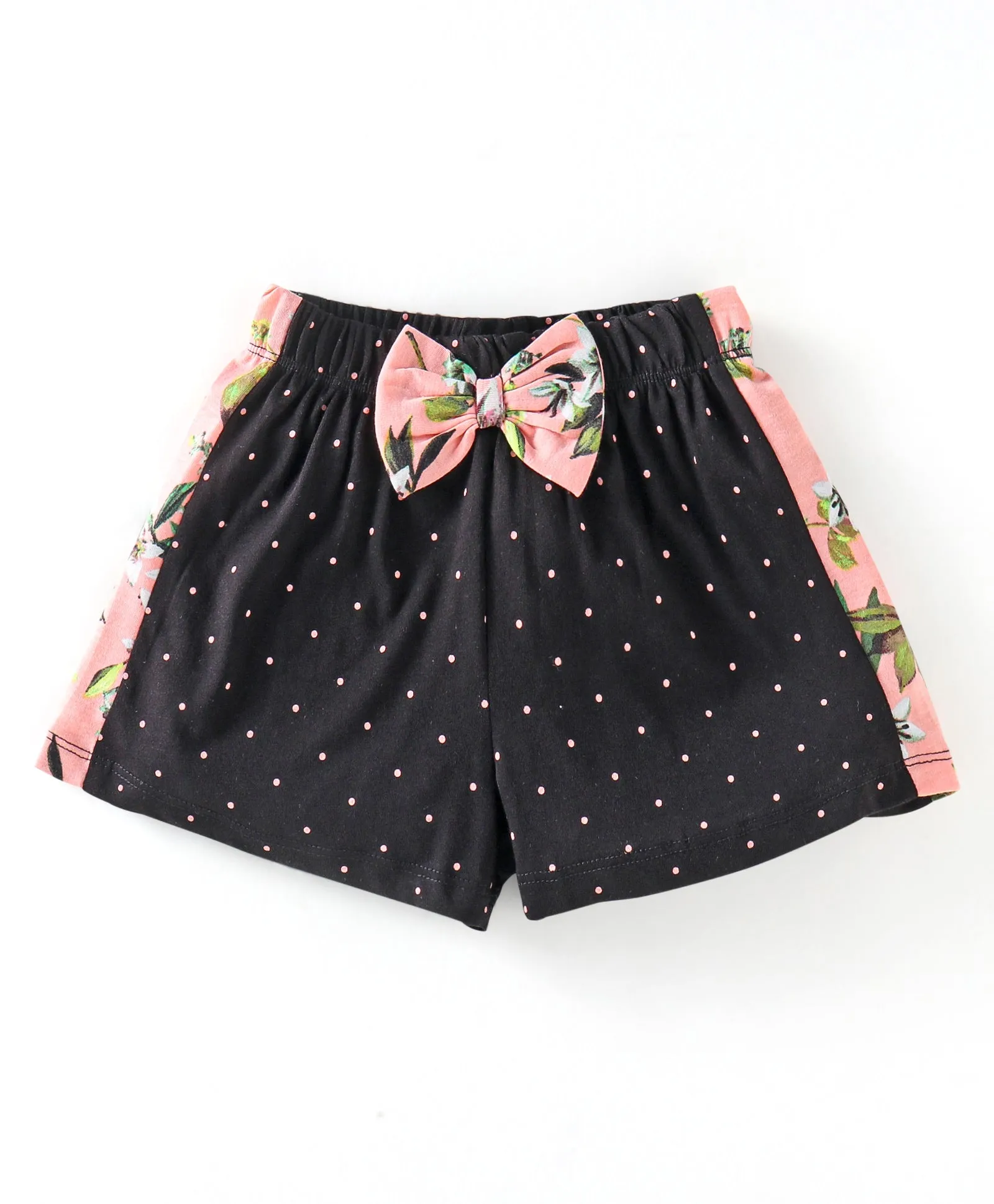 Floral and Polka Color Block Top Shorts Set