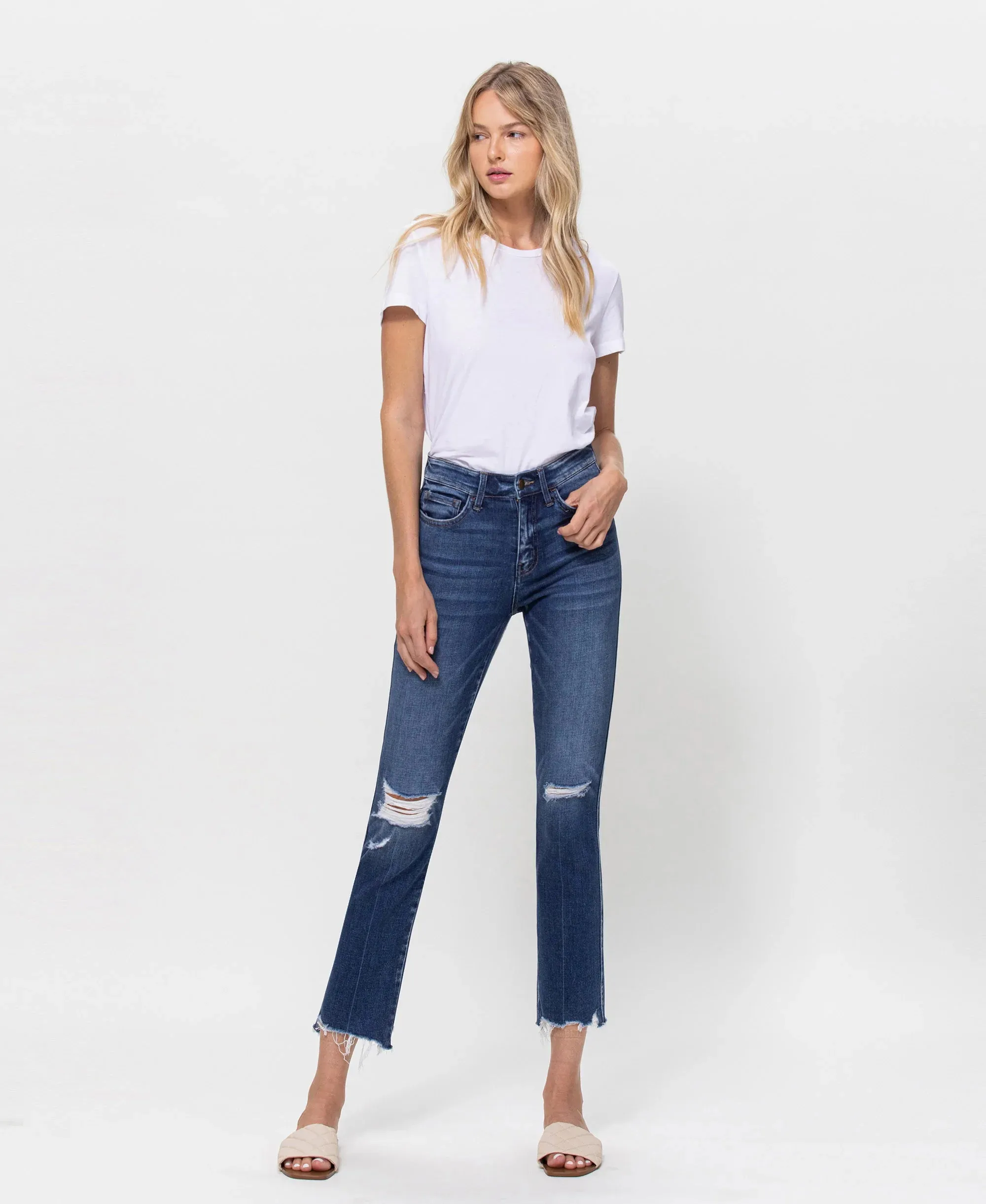 Flying Monkey New Frame - Mid Rise Crop Straight Jeans
