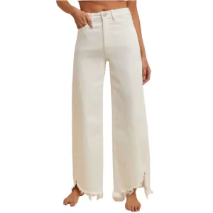 Frayed Straight-Cut Jeans - White Denim