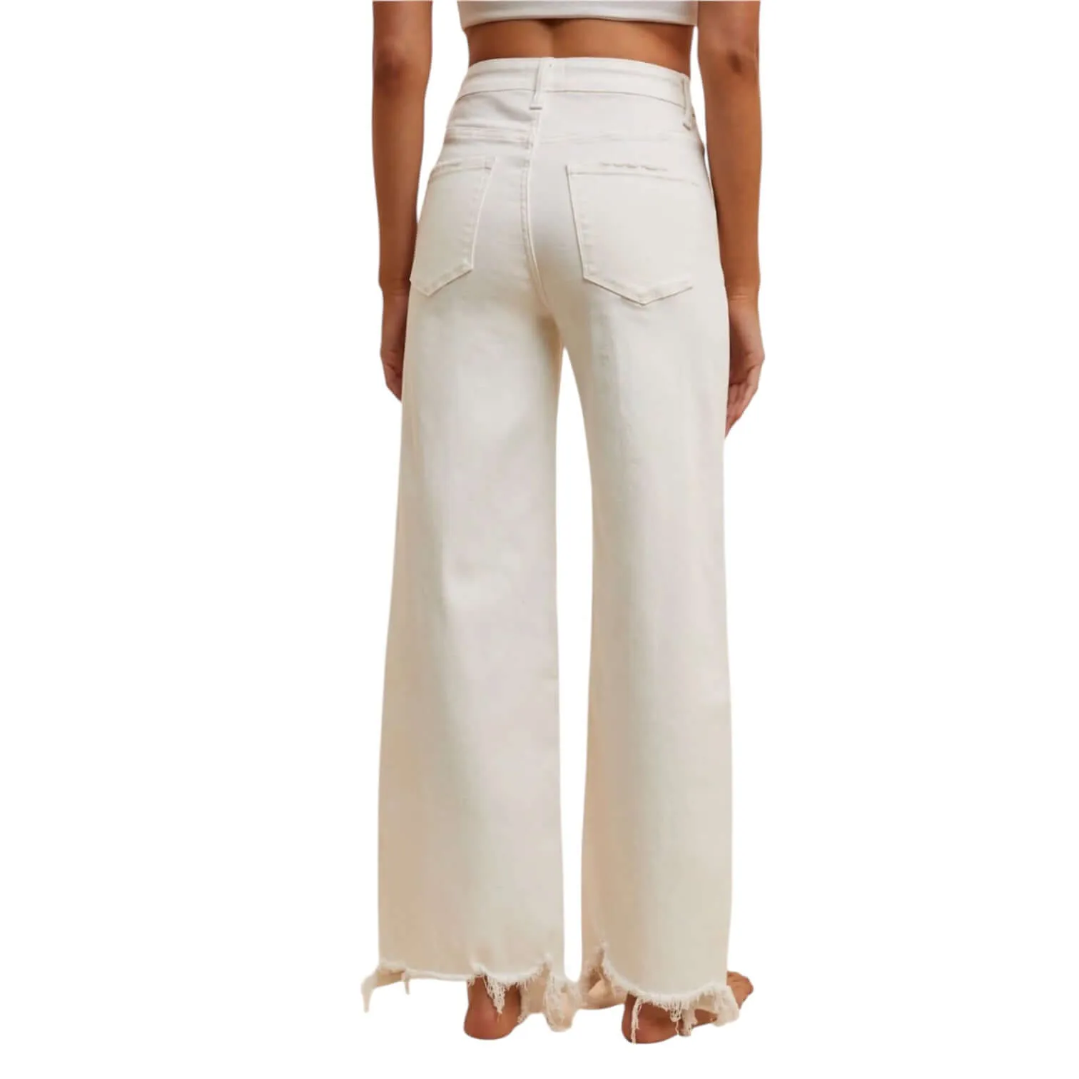 Frayed Straight-Cut Jeans - White Denim