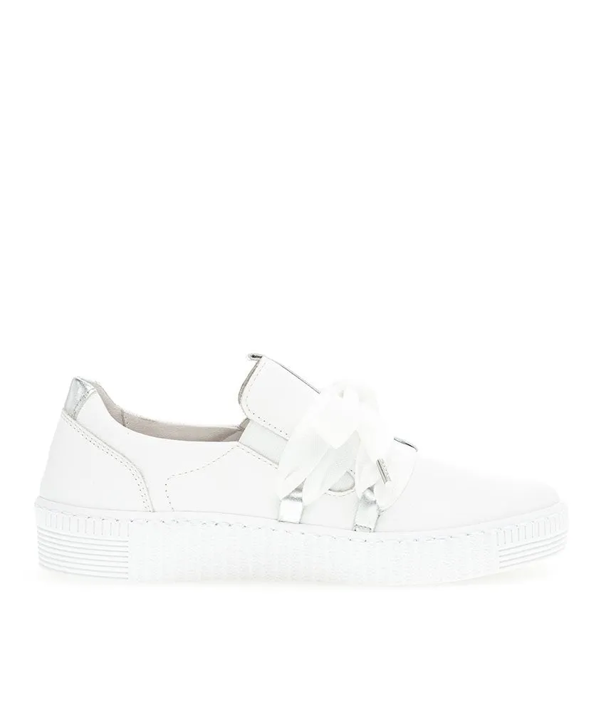 Gabor Glam White/Silver Slip On Trainer