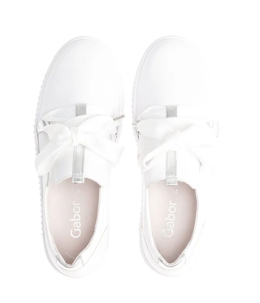Gabor Glam White/Silver Slip On Trainer