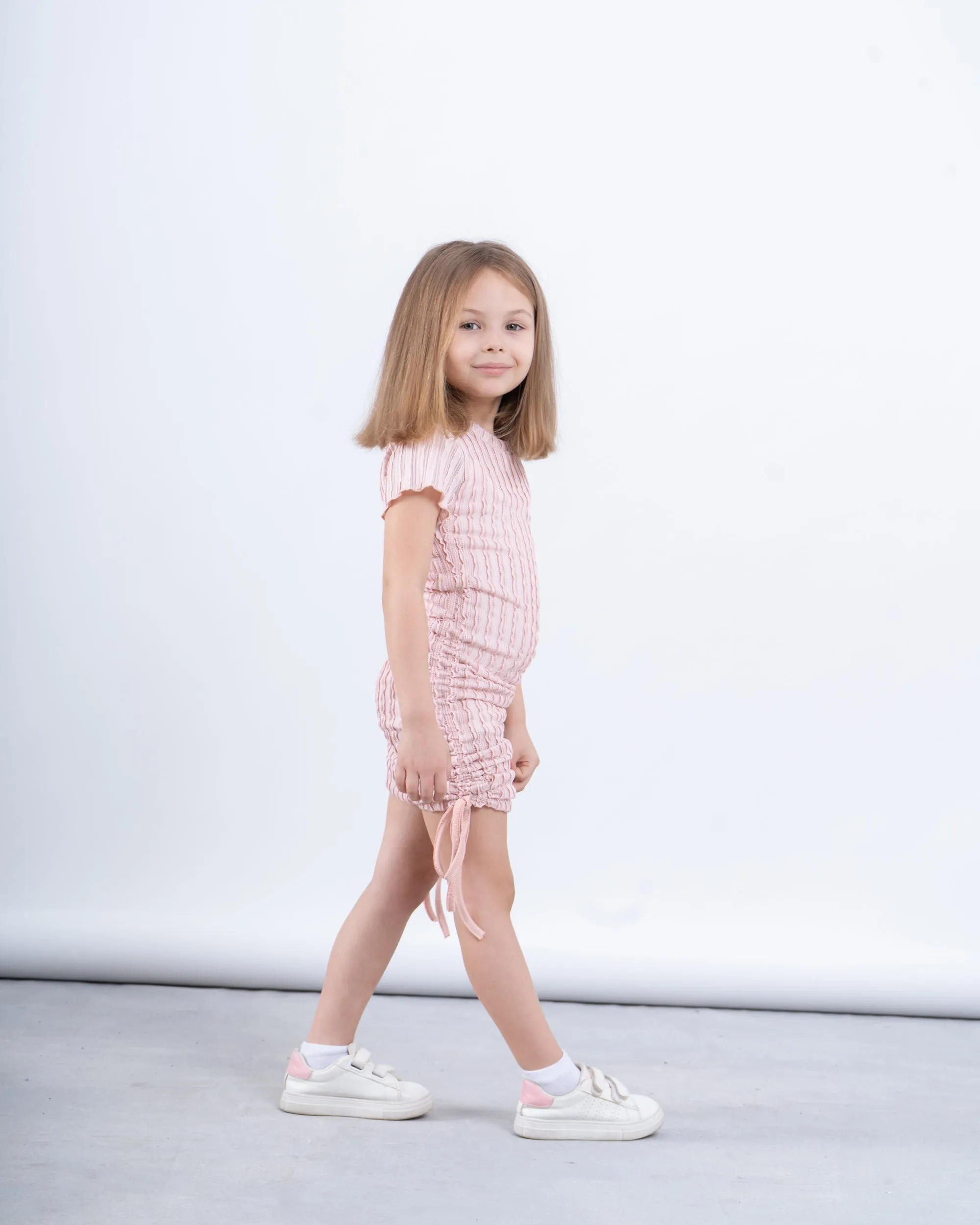 Girls’ Ribbed Ruched Dress