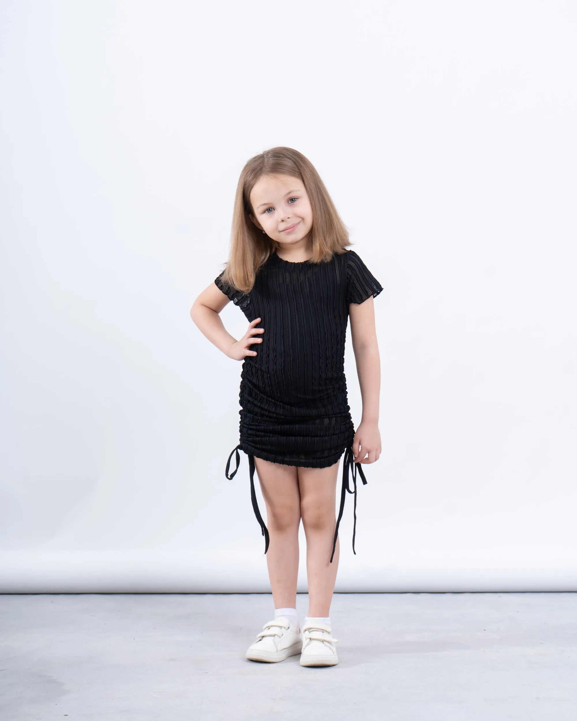 Girls’ Ribbed Ruched Dress