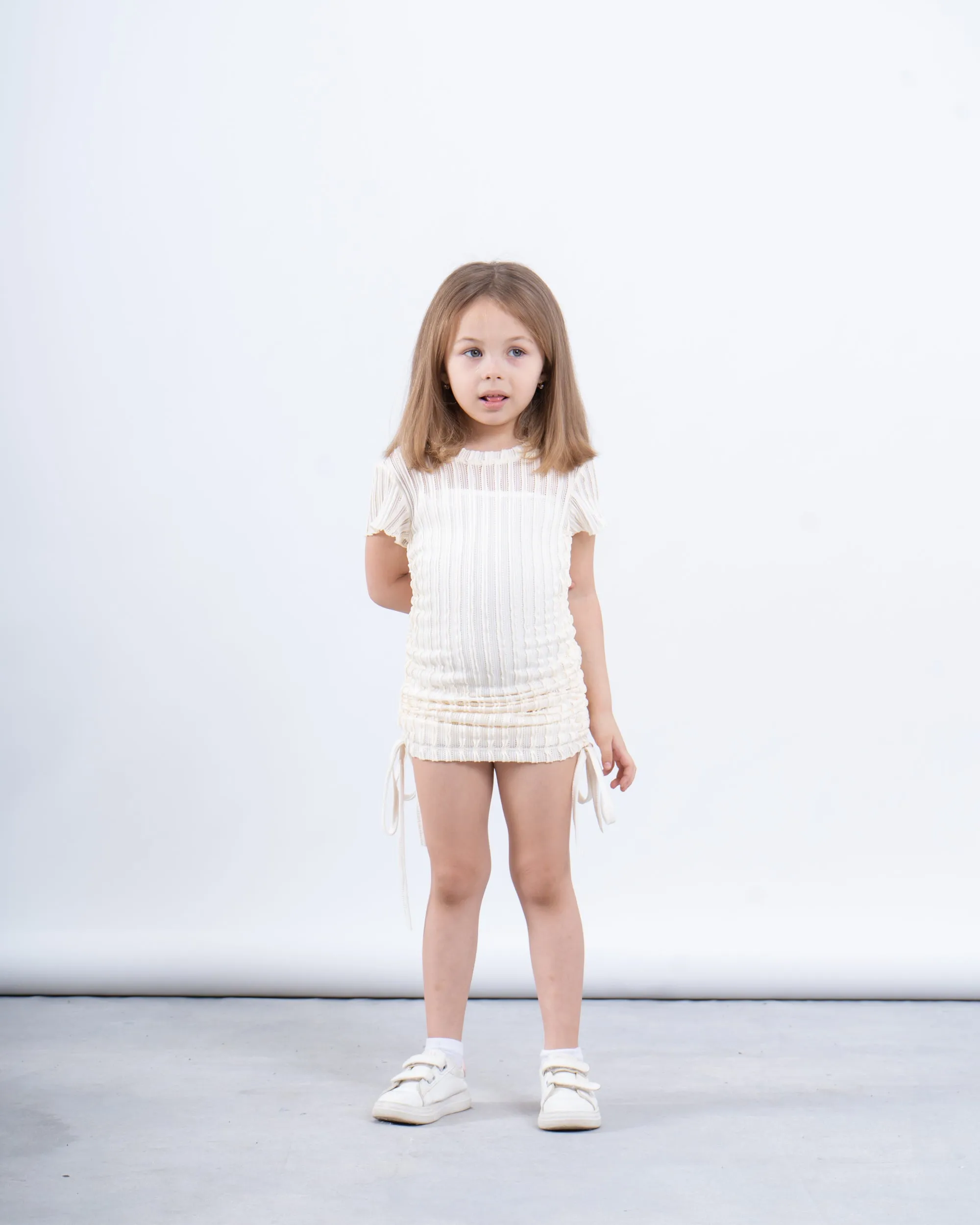 Girls’ Ribbed Ruched Dress