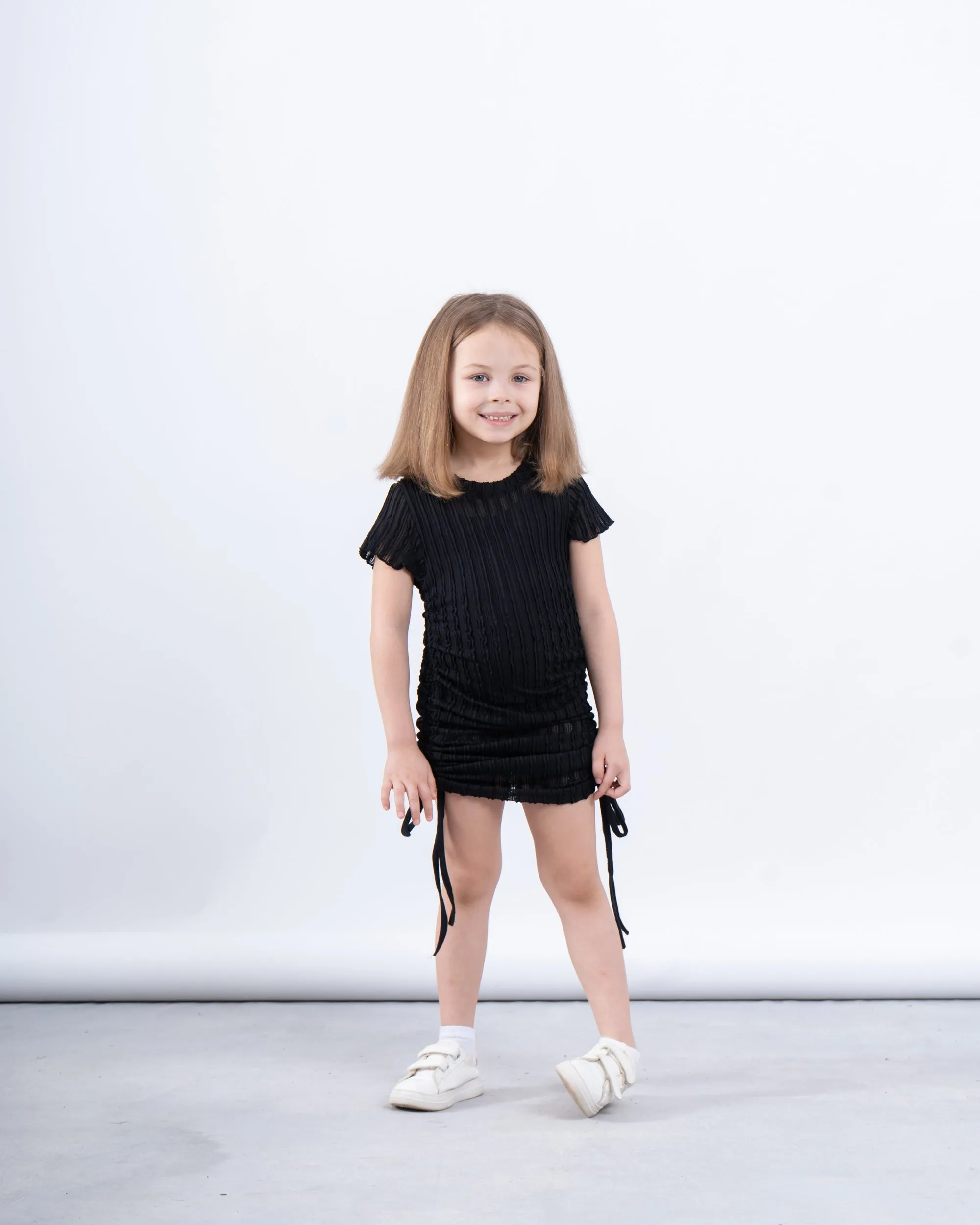 Girls’ Ribbed Ruched Dress
