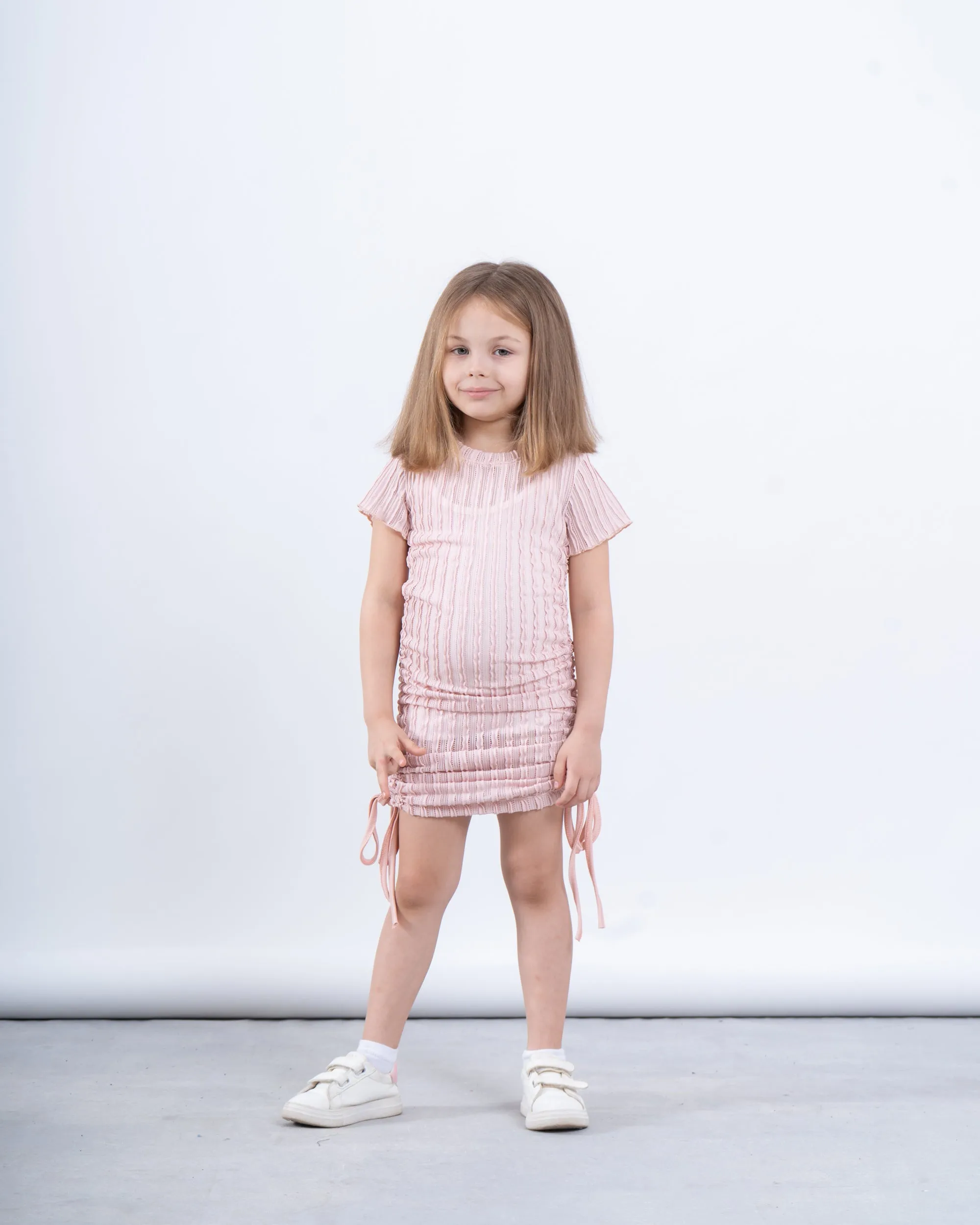 Girls’ Ribbed Ruched Dress