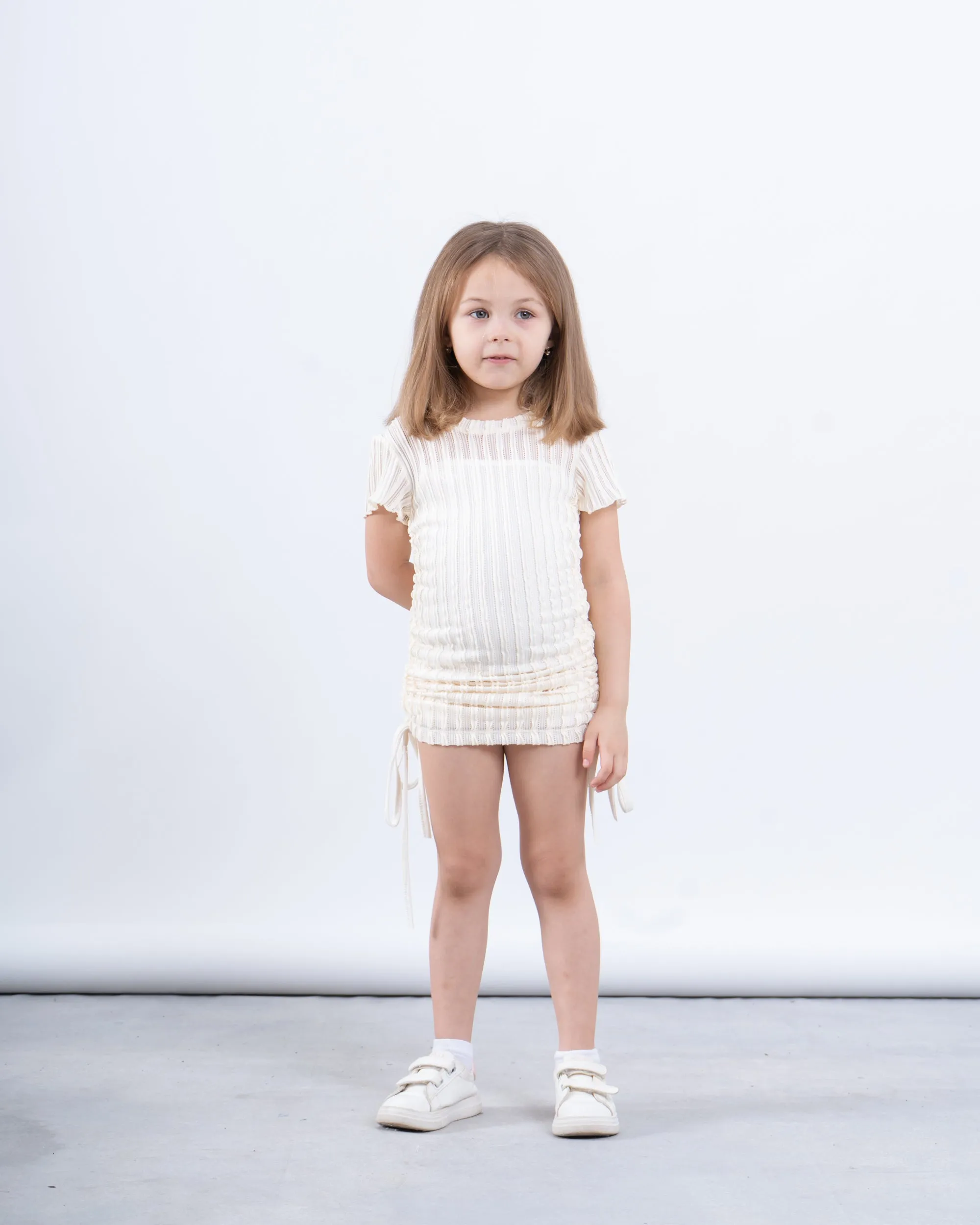 Girls’ Ribbed Ruched Dress